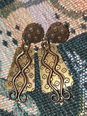 Brass Metal Mixed Media Earrings